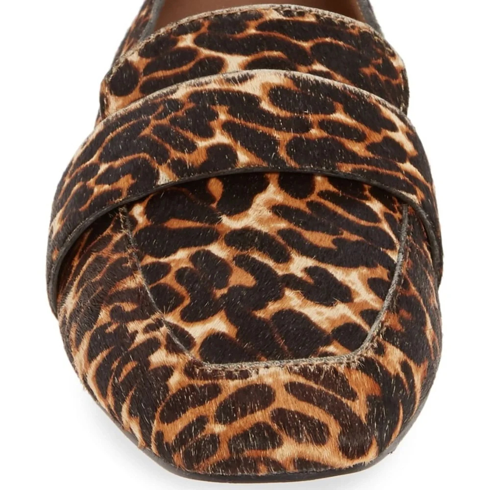Halogen Lucy Genuine Calf Hair Loafer Chocolate Leopard 6M New in Box